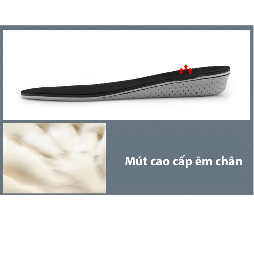 Lót giày tăng chiều cao mặt vải lưới mesh đế tổ ong thoáng khí cao cấp tăng tới 4cm dành cho cả nam và nữ -PK57