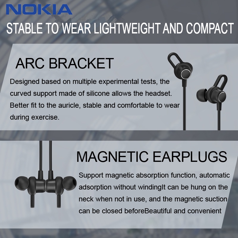 Tai Nghe Thể Thao Không Dây Nokia E1502 Bluetooth 5.3 14h Chất Lượng Cao