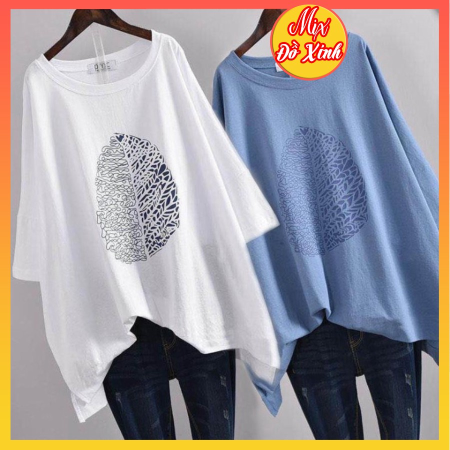 Áo phông unisex, áo thun form rộng tay lỡ, chất liệu thun cotton Mix. Đồ Xinh, in hình Lá Cây | BigBuy360 - bigbuy360.vn