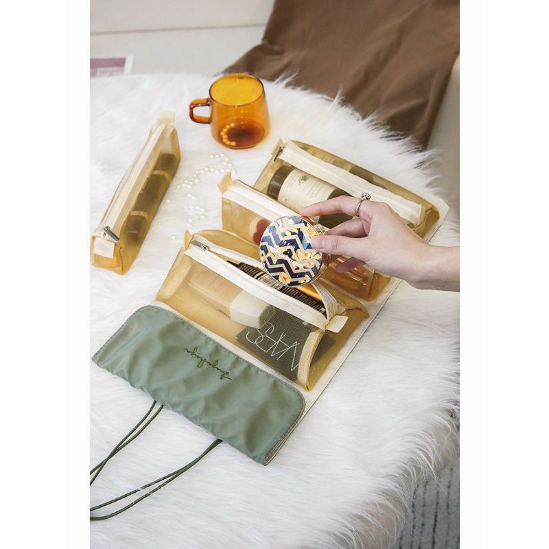 Túi đựng mỹ phẩm du lịch gấp gọn tiện lợi sang trọng 4in1 chống  thấm nước