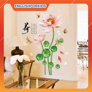 decal dán tường hoa sen đá đẹp