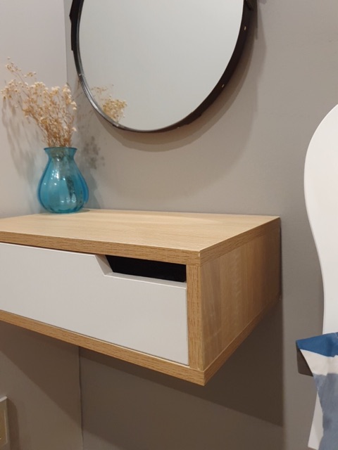 ✅ Bàn trang điểm gắn tường mini 50cm vân gỗ đẹp TFU-B01784 | BigBuy360 - bigbuy360.vn