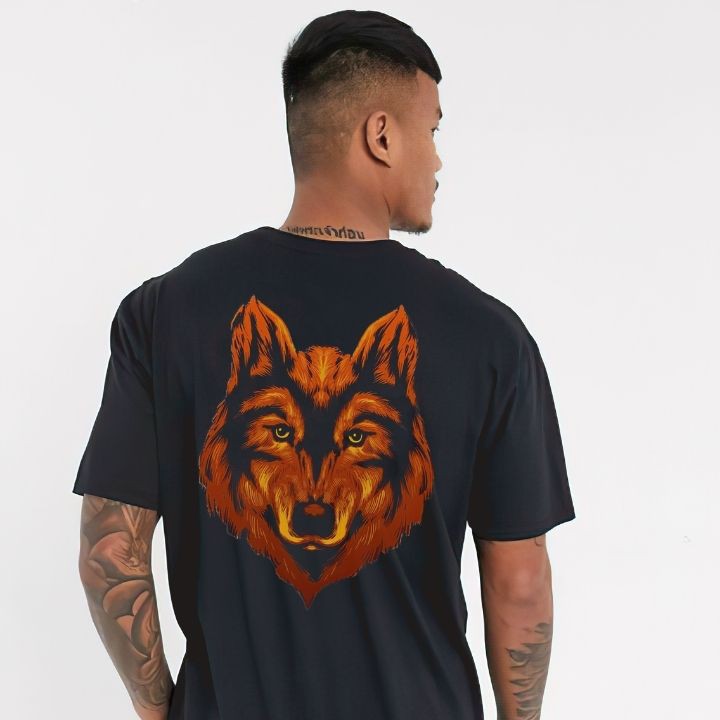 Kull Ngầu Với Áo Thun Hai Màu Đen Trắng Unisex Fom Rộng WOFTSHIRT  In Hình Cá Tính 100% Cotton Full Size Mặt Sói Nâu Đất