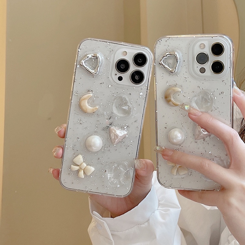 Ốp Điện Thoại Dán Keo Chống Rơi Họa Tiết Nơ Ba Chiều Cho iphone13promax 11pro 12pro