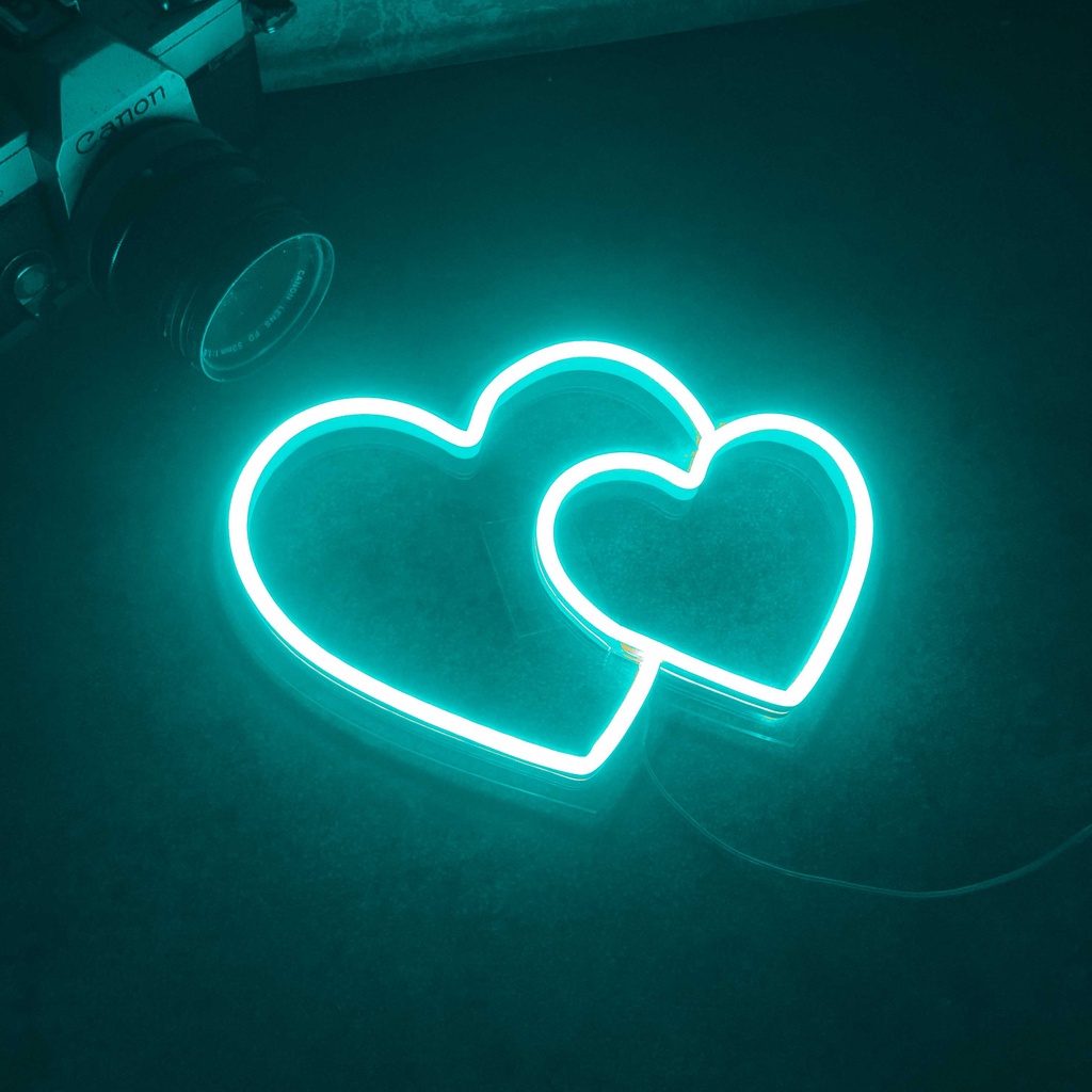 Đèn led Neon trang trí | Hình trái tim | 25x15cm | Decor phòng ngủ | Đèn ngủ | Quà Tặng Cực Chất , Led 12V- MIXJ