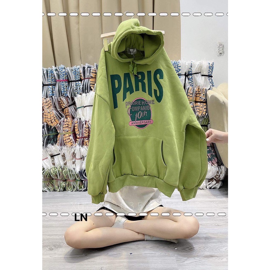 Áo khoác nỉ hoodie paris form đại tay bồng-5L5N