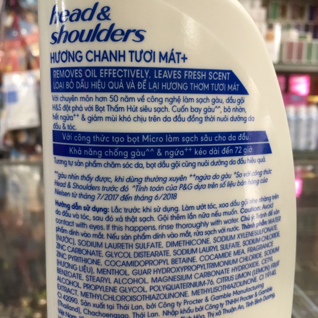 Dầu gội sạch gàu Head &amp; Shoulders hương chanh sảng khoái 625ml (655g)