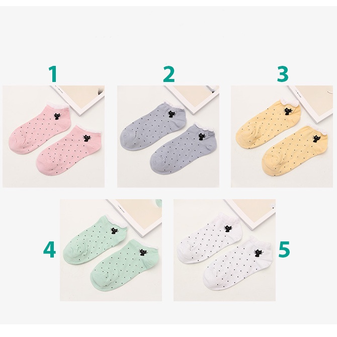 Tất nữ cổ ngắn họa tiết mèo đen thời trang phong cách Hàn Quốc TN20 - Vớ BÔNG Cài Tóc