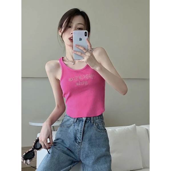 Áo Ba Lỗ Nữ, Áo Tank Top Màu Hồng Đen Xanh Xám Sát Nách Không Tay Chất  Thun Tăm Gân Mongtoghi Loại 1 Ulzzang Cá Tính