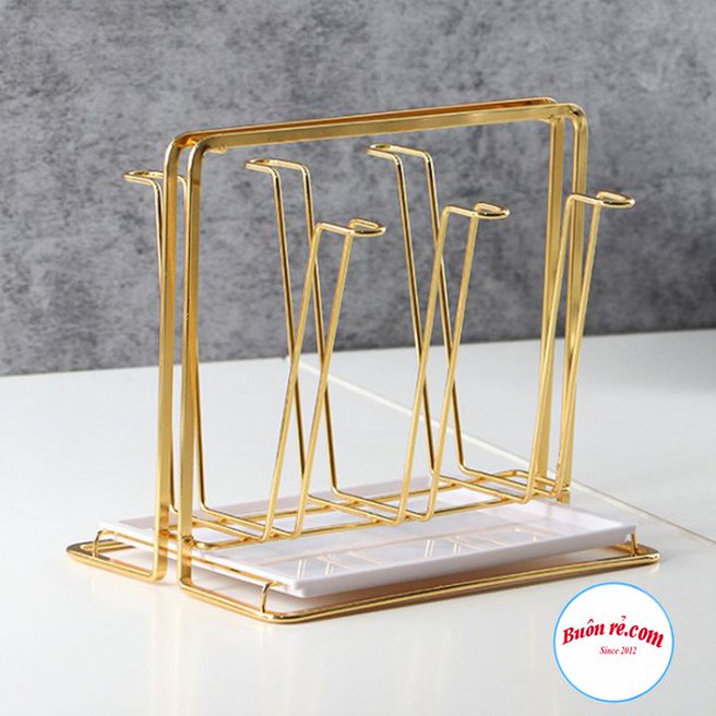 Khay úp cốc mạ vàng kèm khay hứng thiết kế hiện đại, chắc chắn-Giá úp cốc tiện lợi, dễ vệ sinh -Buôn Rẻ 01518