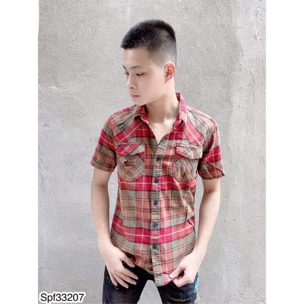 Áo sơ mi nam cộc tay kẻ túi ngực chất đẹp - Áo sơmi cộc tay nam cao cấp
