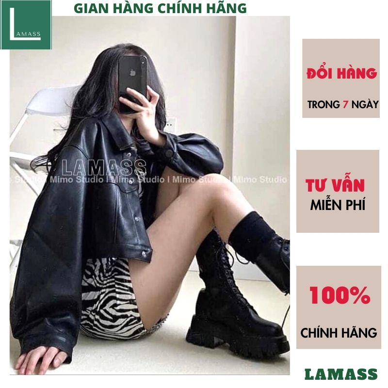 Áo khoác da croptop basic, áo khoác da nữ phong cách cá tính trẻ trung năng động mặc đi chơi đi học đi làm -LAMASS