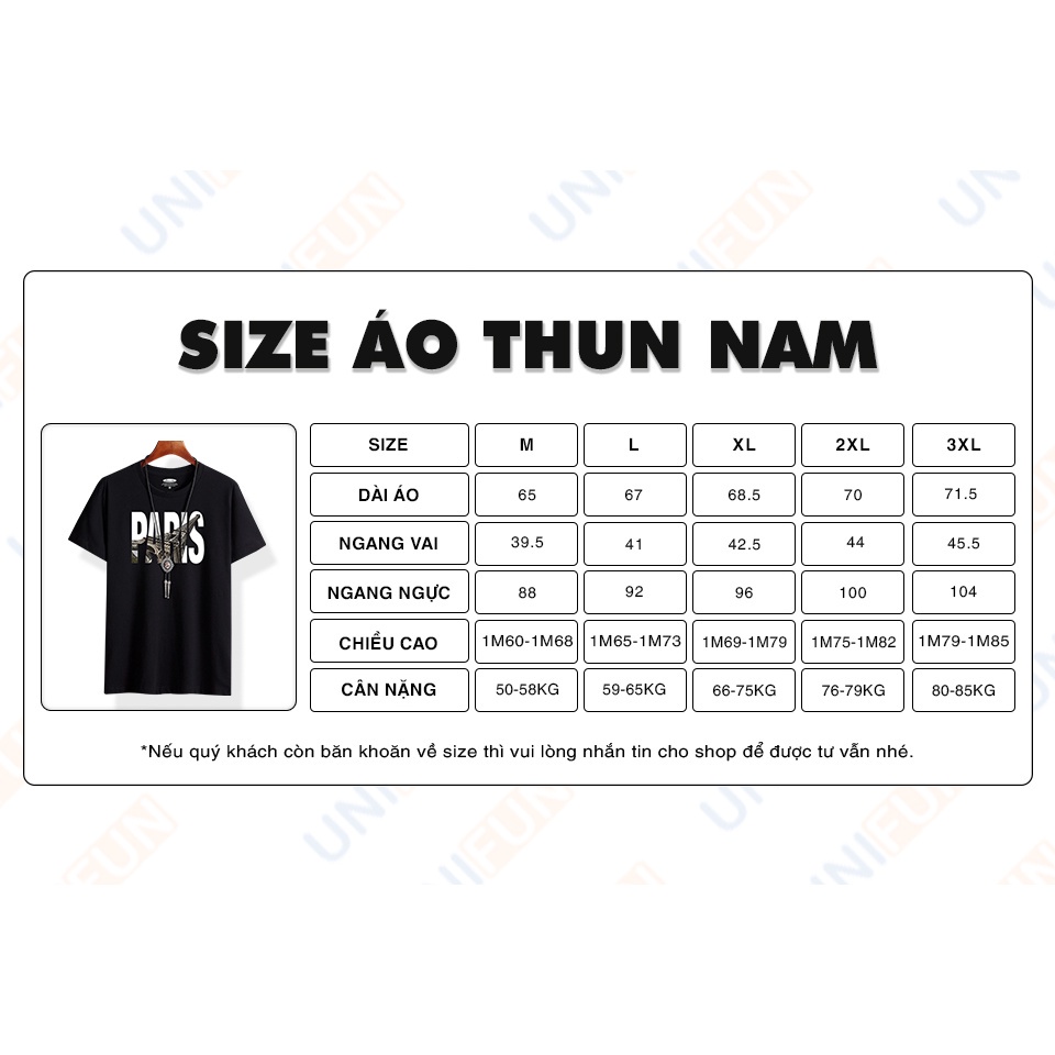 Áo thun nam thể thao UNIFUN Mã "KC-U" Áo tay lỡ nam họa tiết Paris ngắn tay thể thao đẹp mùa hè tập gym vải cotton