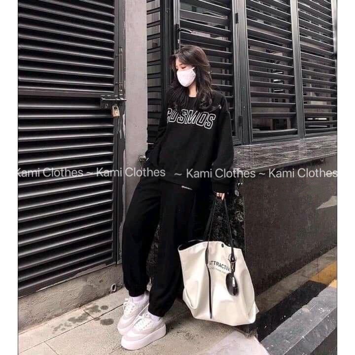 Set Bộ Nỉ Bông Cosmos gồm Áo Hoodie Dài Tay và Quần jogger Bo Gấu Chất Siêu Dày Dặn Phong Cách Thể Thao - KAMI Clothes