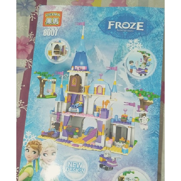 LEGO LẮP RÁP Xếp hình lâu đài nữ hoàng băng giá Elsa và Anna HM8007 voi 836pcs