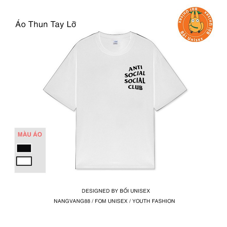 Áo Thun Tay Lỡ Nam Nữ Đen Trắng [ Anti Social Club ] Bối Unisex 2021