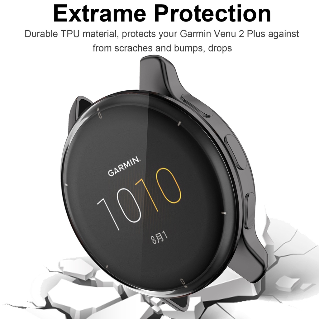 Miimall Ốp Lưng Nhựa TPU Mềm Trong Suốt với Kính Cường Lực Cho Garmin Venu 2 Plus