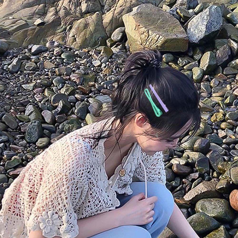 1 Set Kẹp Tóc Mỏ Vịt Nhiều Màu Sắc Họa Tiết Hình Học Trái Tim Vương Miện Tình Yêu Màu Trơn