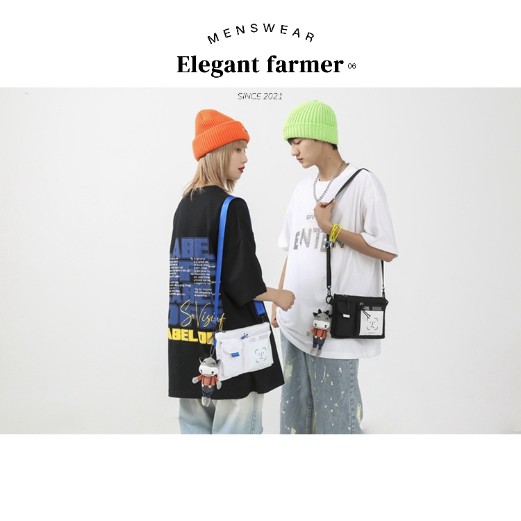 [MENSWEAR ELEGANT FARMER] Túi đeo chéo nam &amp; nữ phong cách Hàn Quốc vải 2022.