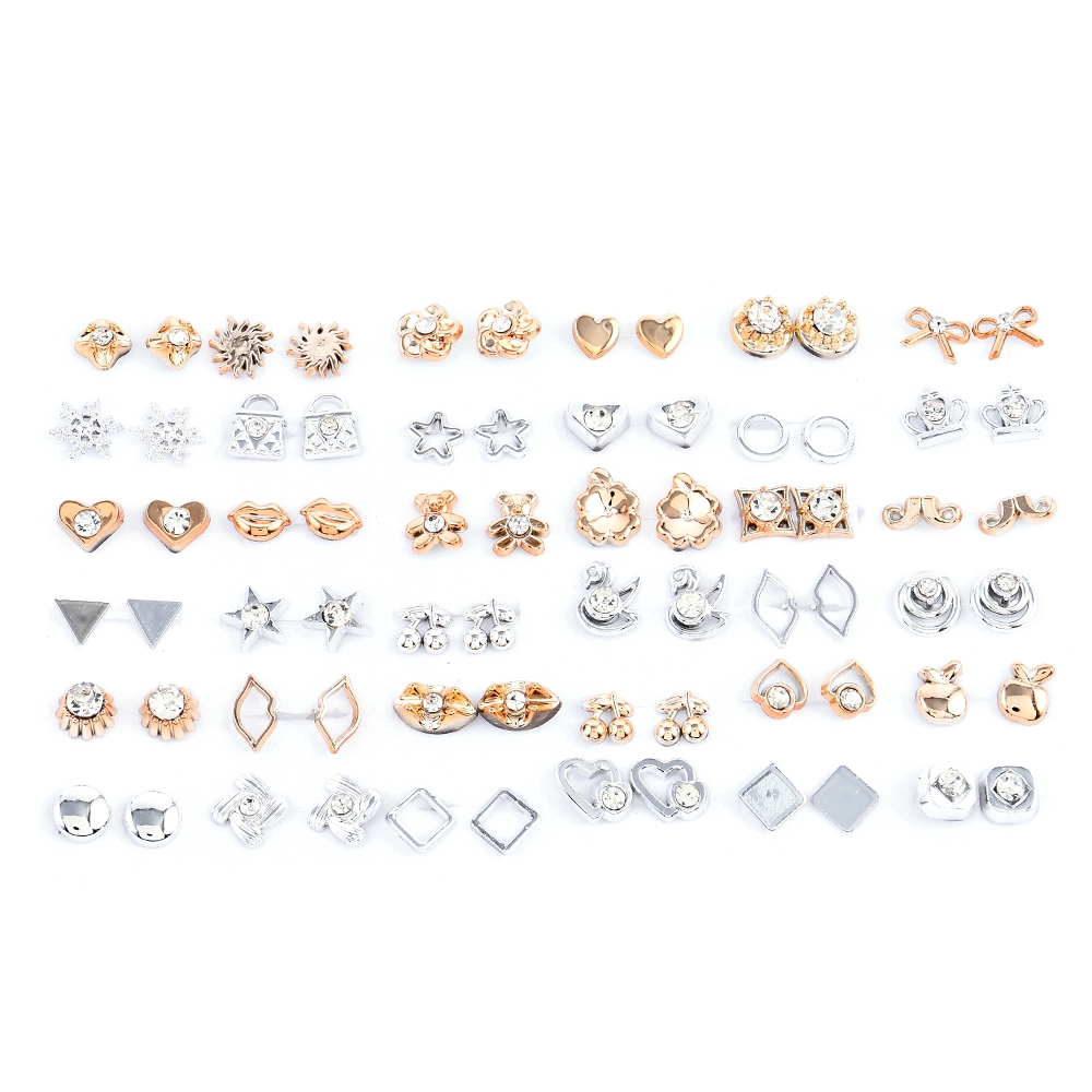 Set 36 đôi bông tai đính đá sang trọng hợp thời trang cho nữ