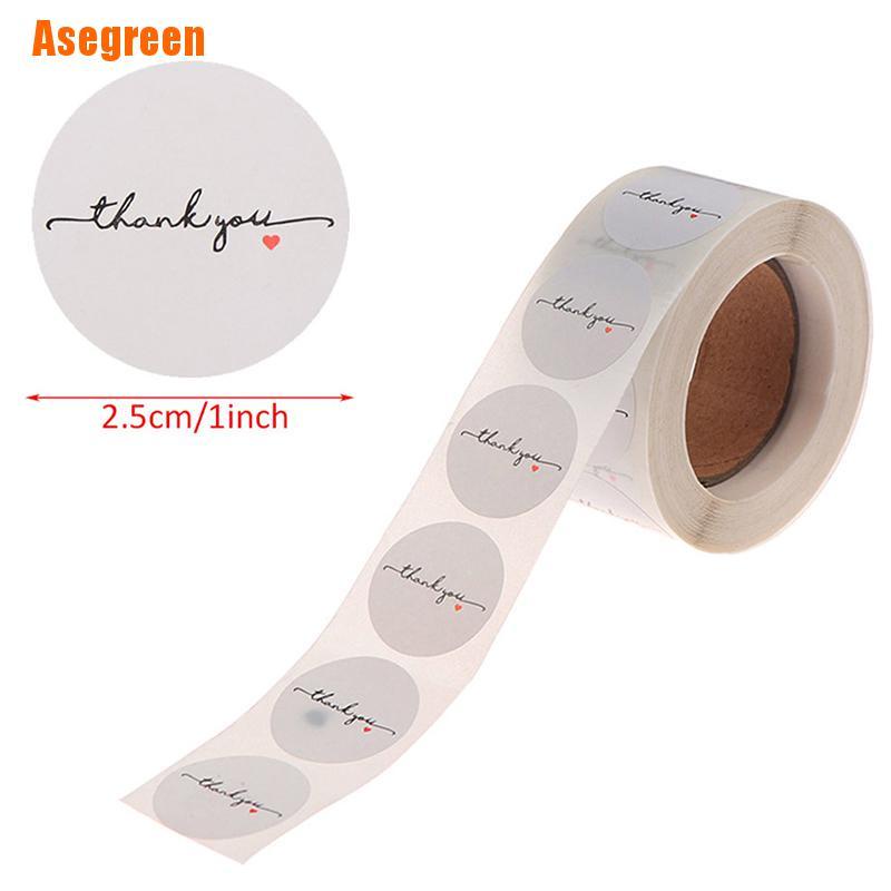Cuộn 500 miếng dán hình tròn 1 inch họa tiết chữ Thank You