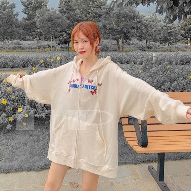 Áo khoác nữ chóng nắng unisex form rộng có dây kéo in logo bướm, dành cho nam nữ kèm ảnh thật SUMMER SWEATER | BigBuy360 - bigbuy360.vn