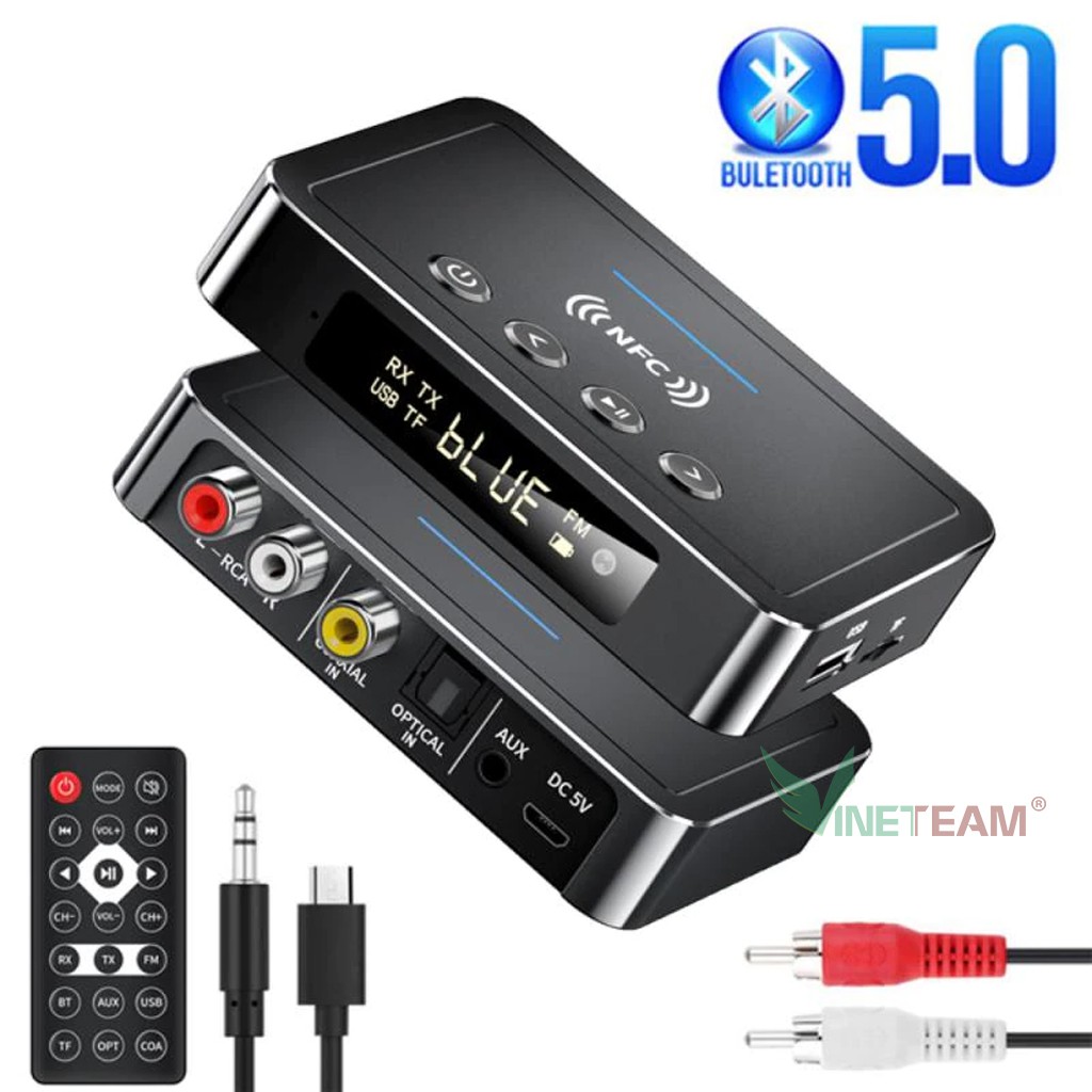 Thiết bị nhận phát bluetooth không dây NFC M6 Âm Thanh Stereo 3.5Mm Jack Cắm Aux optical coaxial input có FM -4546