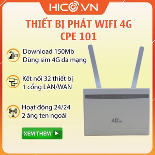 Bộ phát wifi từ sim 4G CPE 101 tốc độ 300Mb có cổng WAN/LAN, hỗ trợ 32 thiết bị , dùng cho gia đình, xe khách, Camera