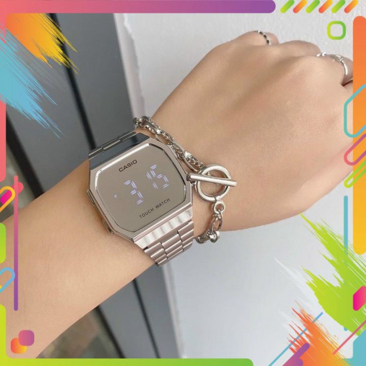 HÀNG CAO CẤP -  Đồng Hồ Casio Cảm Ứng Unisex 🔥 Ảnh Thật 🔥 A168 Đèn Led, Thép không gỉ, mặt tráng gương - Đồng.hồ.casio