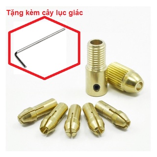 [Nhiều lựa chọn] Bộ 5 đầu lắp, đầu kẹp đồ nghề 0.5~3mm, kèm 1 đầu lắp motor [Ø trục 2mm, 2.3mm, 5mm] chế khoan mini