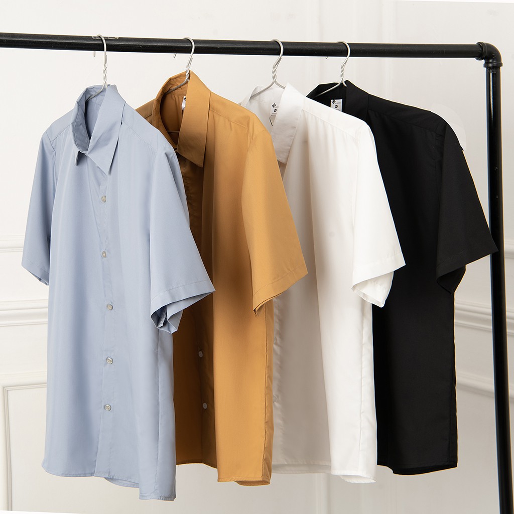 Áo Sơ Mi Nam Tay Ngắn  form Rộng Vải Kate Thoáng Mát QTSM02 | BigBuy360 - bigbuy360.vn