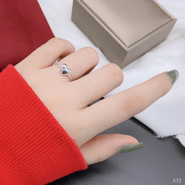 NHẪN NỮ MẶT TIM SANG CHẢNH - NHẪN NỮ BẠC TA