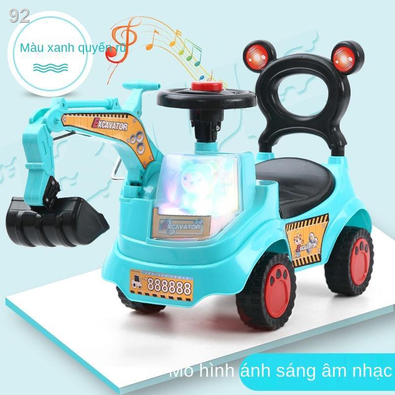 đồ chơi máy xúc trẻ em lớn có thể ngồi và đi máy móc điện cho bé xe tay ga điều khiển từ xa, máy đào bé traiE