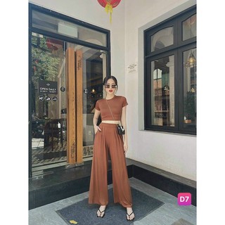 Set quần ống rộng áo crop