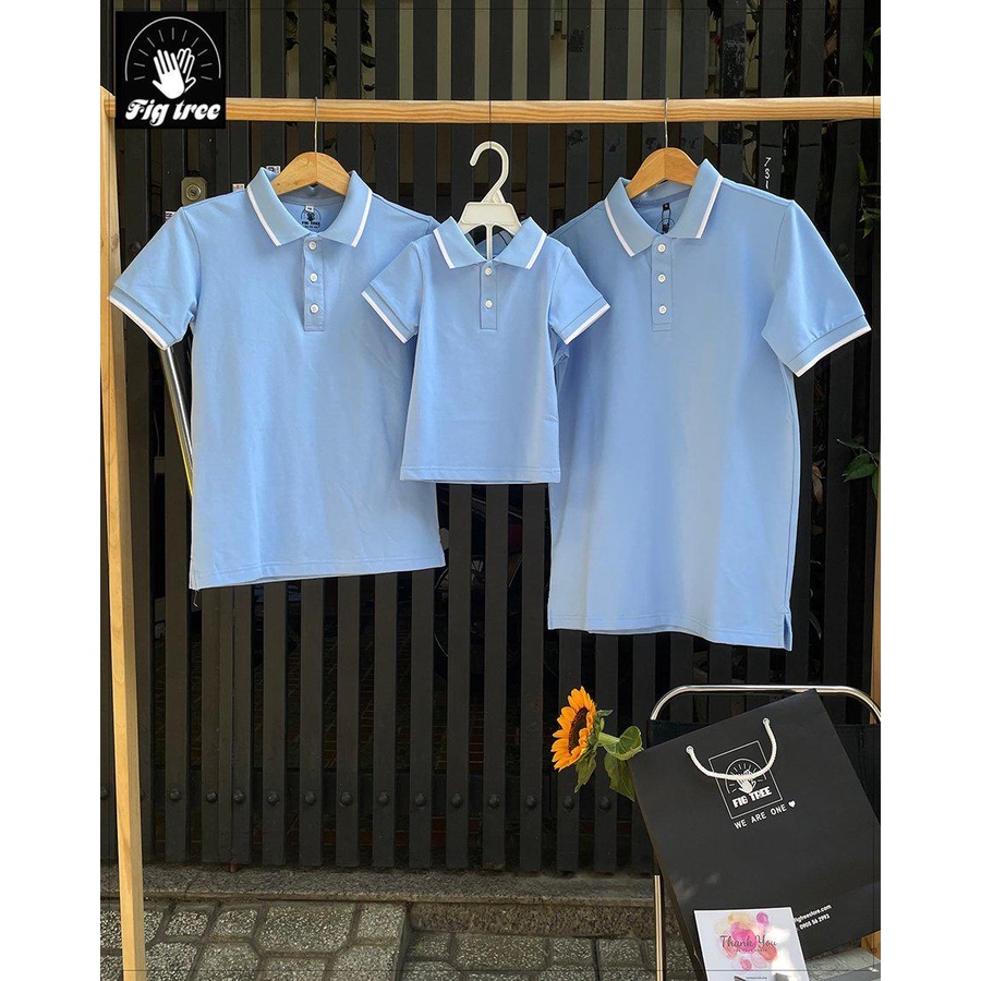 Set áo thun polo Gia đình Fig Tree mẫu mới màu xanh nhạt siêu dễ thương !!