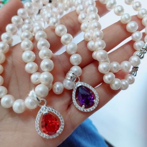 Dây chuyền ngọc nuôi mix mặt bạc_Van jw