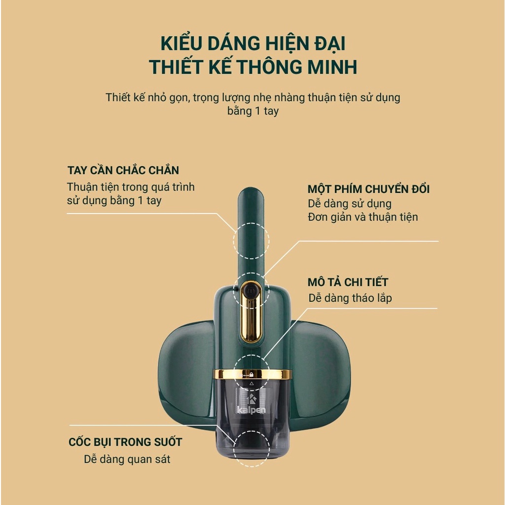 Máy hút bụi diệt khuẩn UV chăn đệm thông minh Kalpen VCK3901  bảo hành 24 tháng