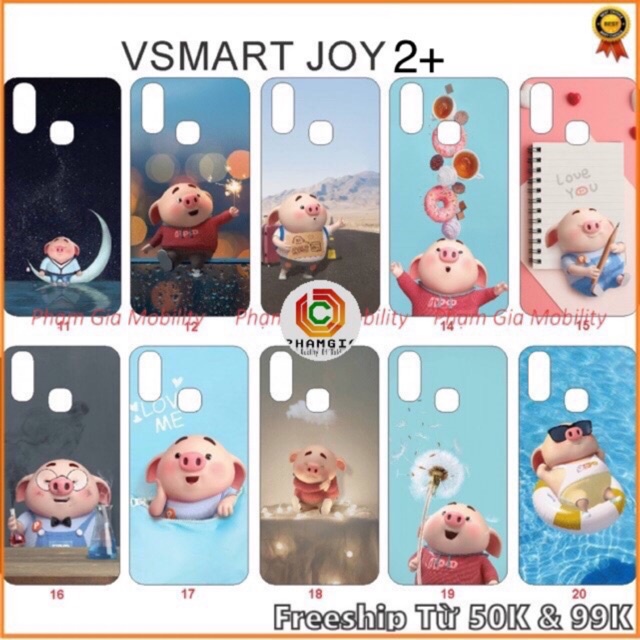 Ốp lưng hình vsmart joy 2+ (joy 2 plus) hình heo siêu đẹp (P2)