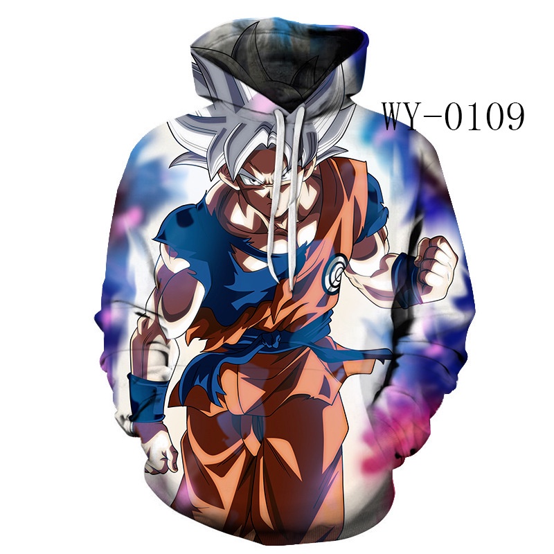 Áo Hoodie Tay Dài In Hình Super Saiyan Son Goku Vegeta 3D Hoạt Hình Dragon Ball Phong Cách Đường Phố Mùa Đông Unisex