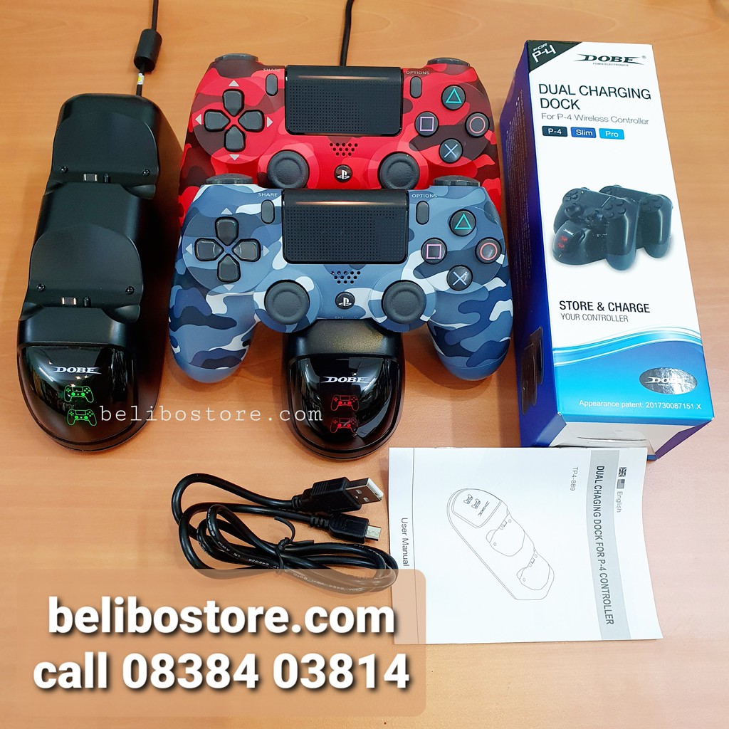 Đế sạc tay cầm dualshock ps4 slim/pro | Dock sạc nhanh chính hãng DOBE TP4-889 sạc 2 tay cầm cùng lúc có đèn led báo