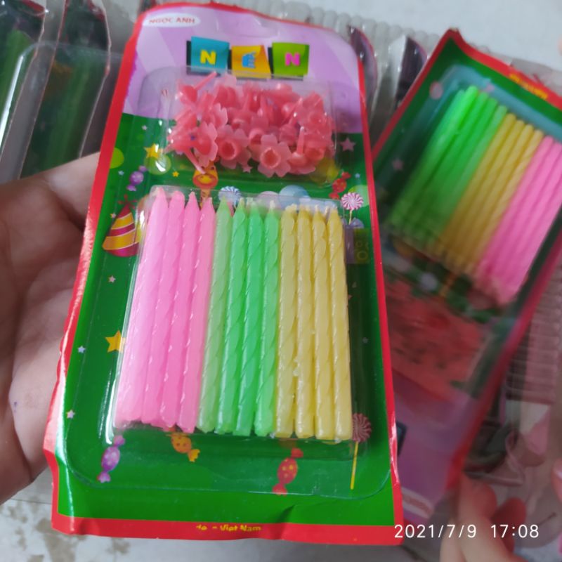 Vỉ 24 cây nến xoắn, nến tăm sinh nhật