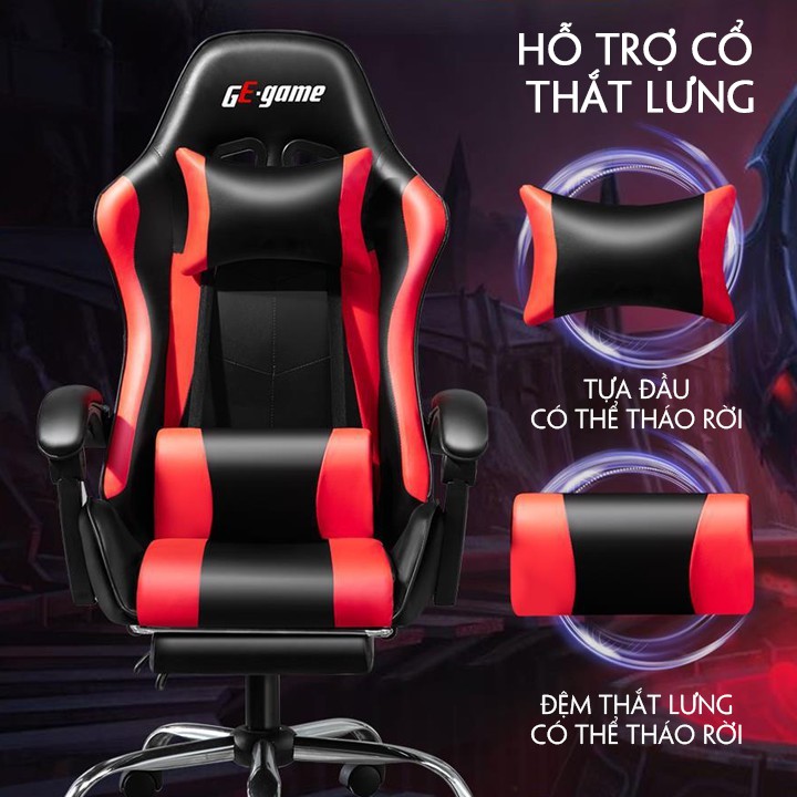 Ghế gaming GEGame bọc da cao cấp có gác chân