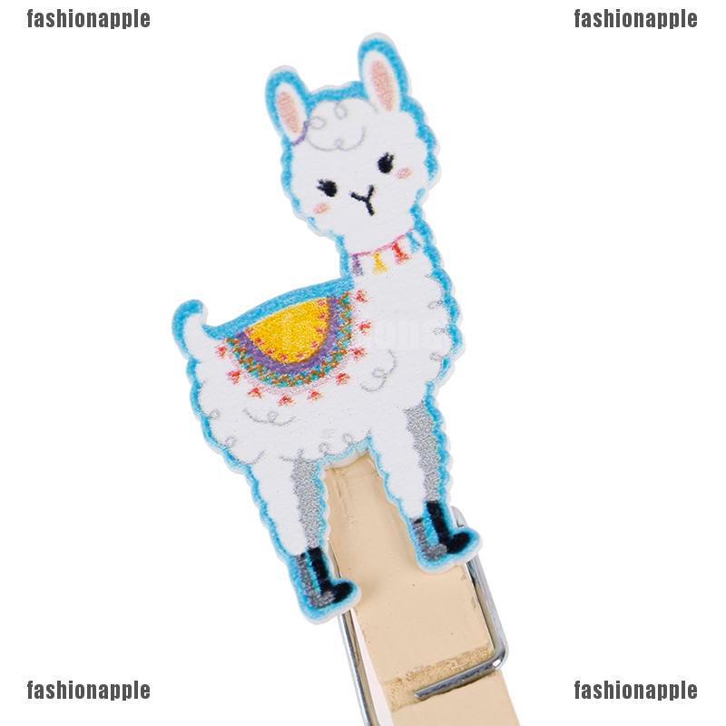 Favn Set 10 Kẹp Gỗ Treo Ảnh Hình Lạc Đà Xương Rồng Alpaca Llamas Hawaiian Kèm Dây Treo