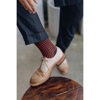 Tất cổ cao hoạ tiết Houndstooth - Navy Đỏ