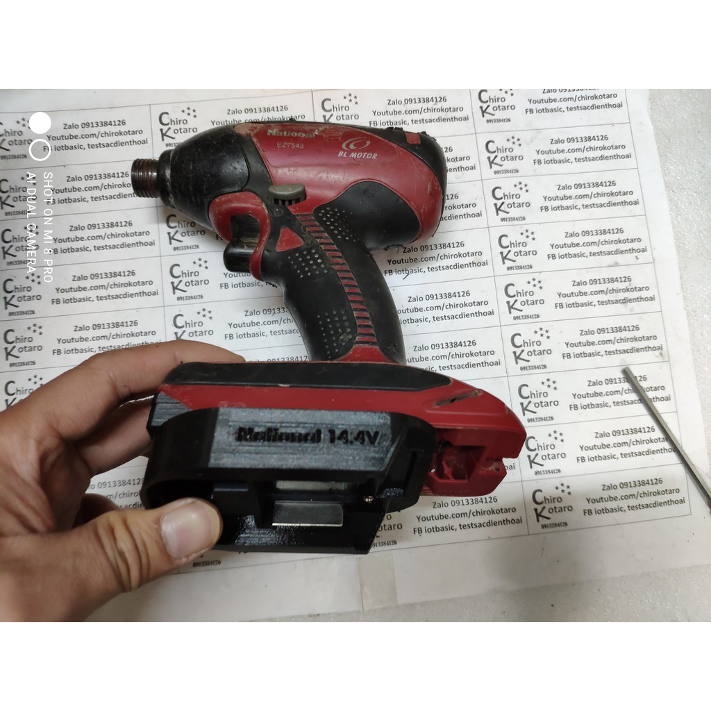 Đế chuyển pin máy Panasonic National 14.4V Li-ion sang dùng hộp pin cài Makita