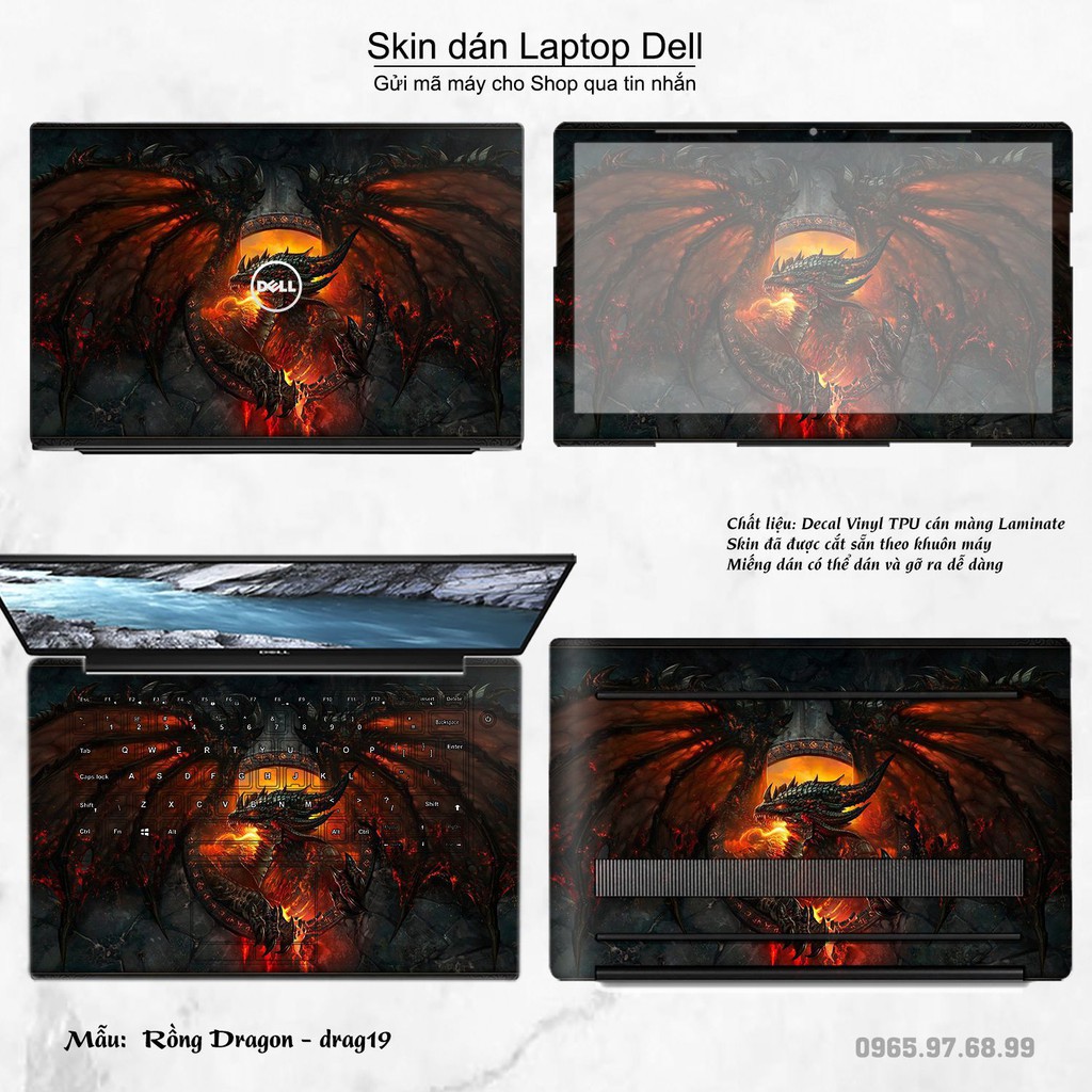 Skin dán Laptop Dell in hình rồng (inbox mã máy cho Shop)