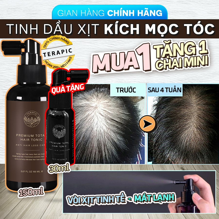 [Mã 66FMCGSALE1 giảm 10% đơn 250K] Tinh dầu kích thích mọc tóc, Giảm rụng tóc Terapic Premium Total Hair Tonic