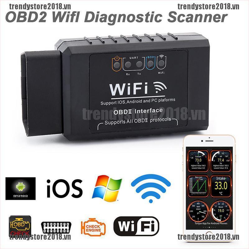 Máy quét chẩn đoán lỗi động cơ xe hơi Elm327 Wifi Obd Obdii kết nối wifi chất lượng cao có thể dùng cho Ios Android