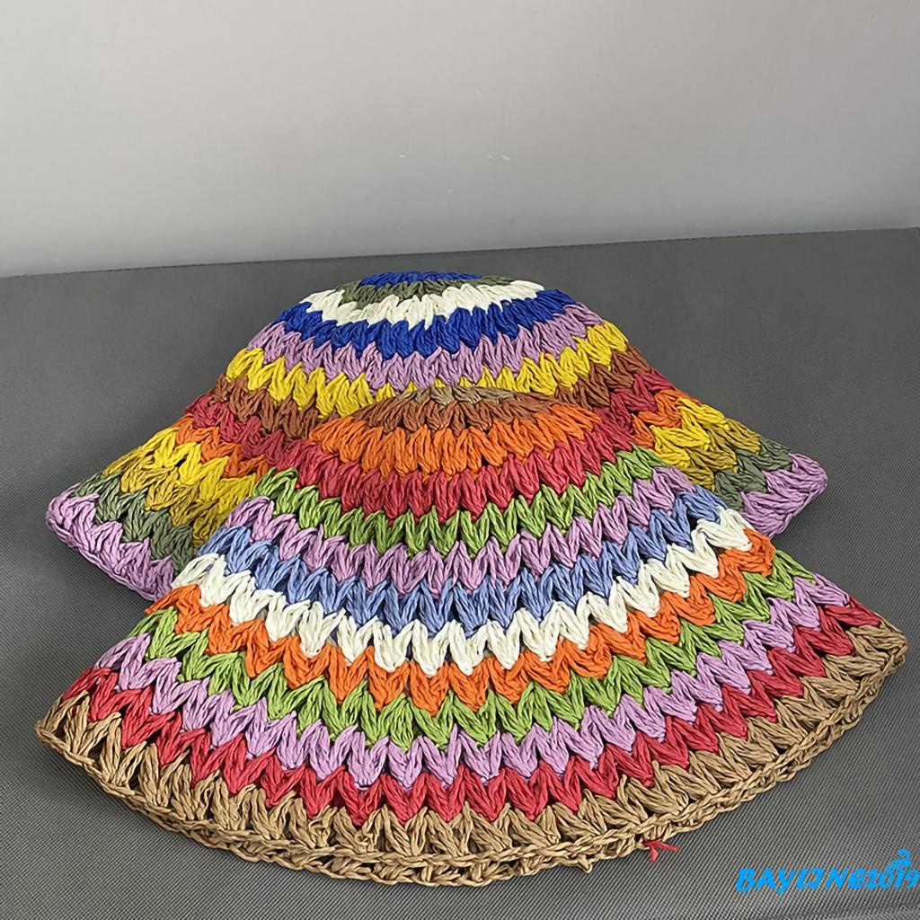Nón Tai Bèo Họa Tiết Sọc Cầu Vồng Nhiều Màu Sắc Dành Cho Nữ