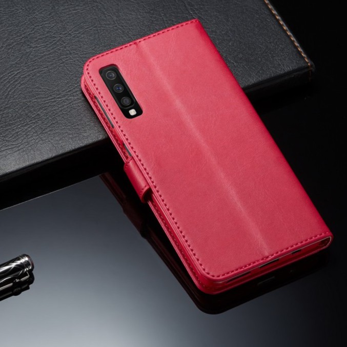 Bao da điện thoại màu trơn có ngăn để thẻ tiện dụng cho Samsung A7 A9 2018 A9s A750